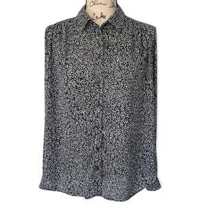 Morris & Co. x  H&M Leaf Pattern Blue Blouse, Size 12